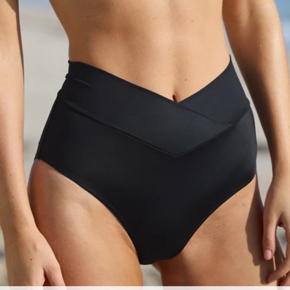 Aerie Black High-Waisted Crossover Bikini Bottom